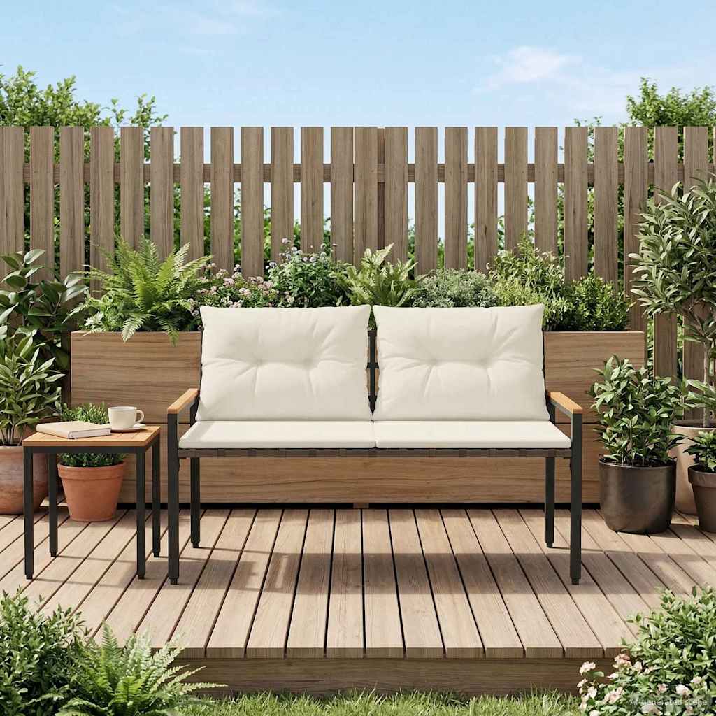 Udendørs bænk 2 -Seater 116 x 67,5 x 72 cm polyrattan Cremehvid