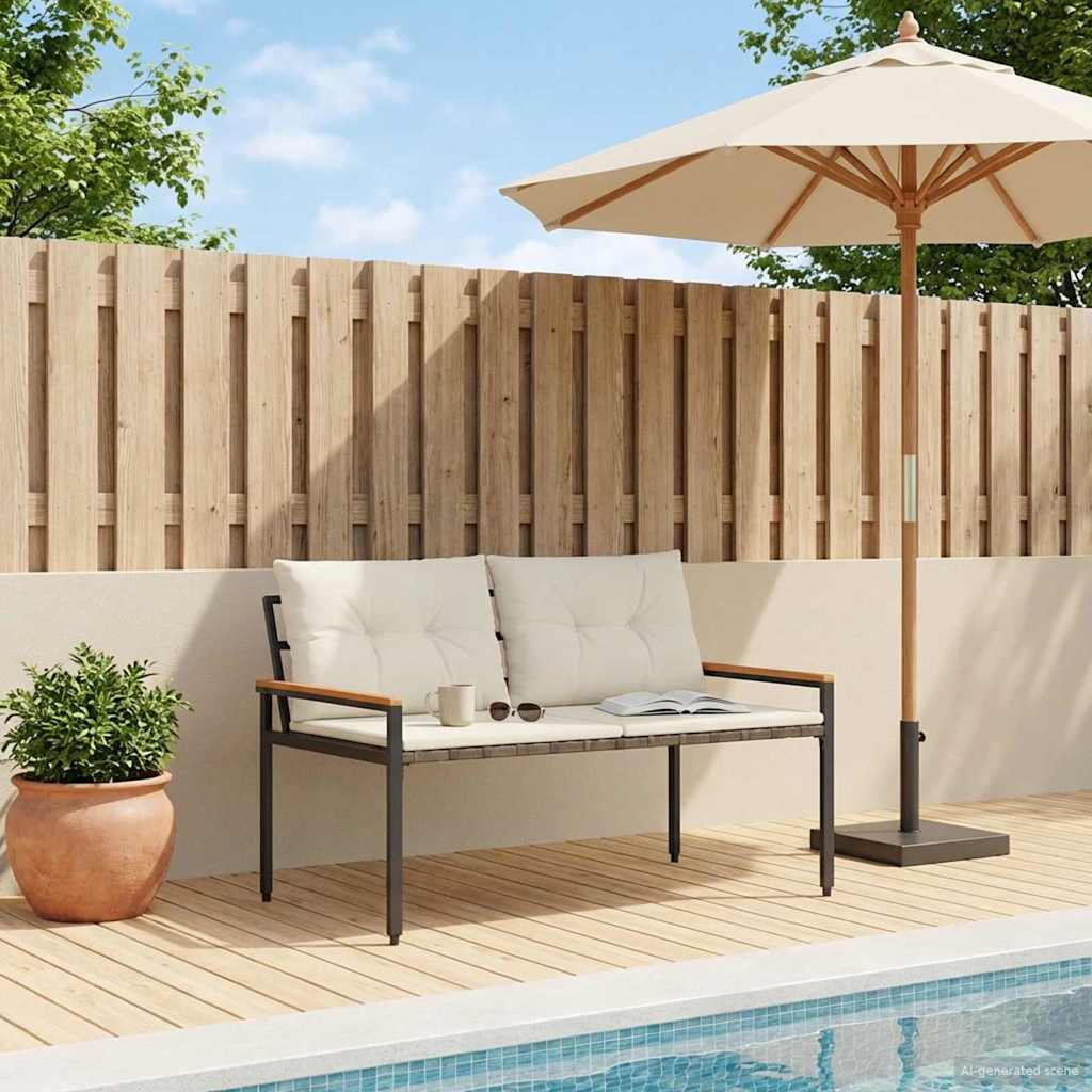 Udendørs bænk 2 -Seater 116 x 67,5 x 72 cm polyrattan Cremehvid