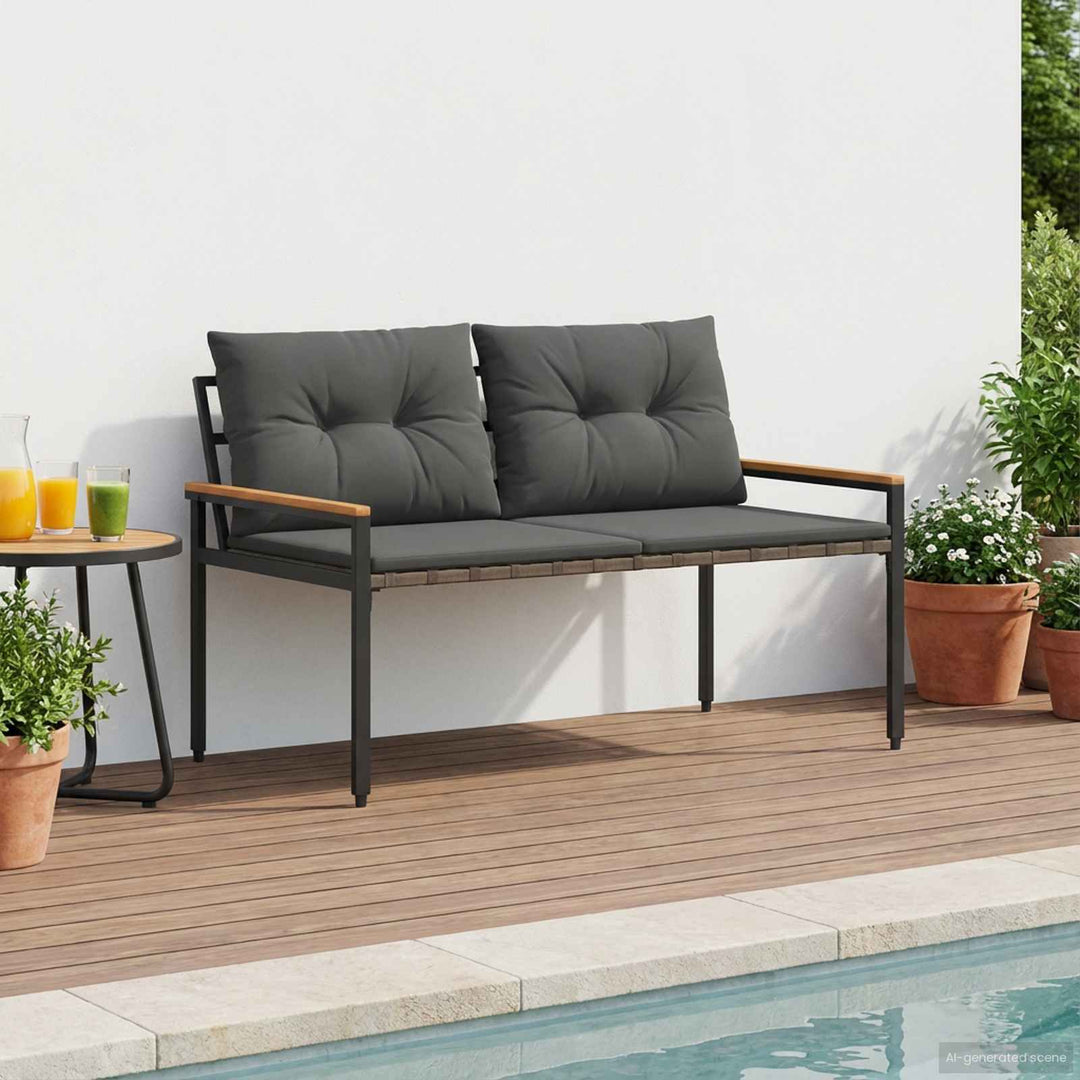 Udendørs bænk 2 -Seater 116 x 67,5 x 72 cm polyrattan Mørkegrå