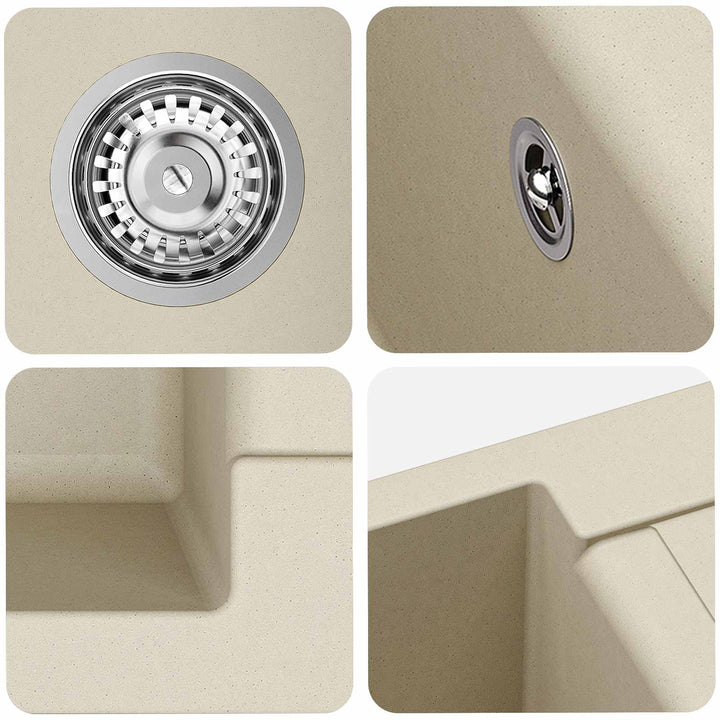 Vask Beige 620 x 500 mm 80% Kvarts og 20% Resin
