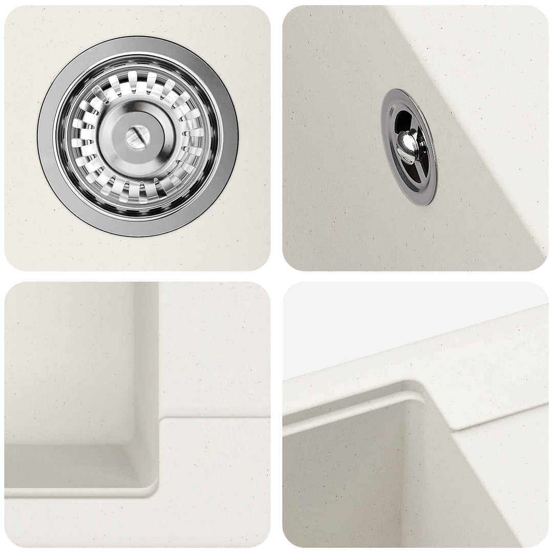 Vask 80% Kvarts og 20% Resin 670 x 460 mm Hvid