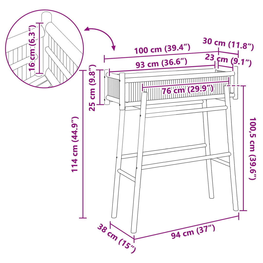 Havekrukke med holder Naturfarvet 100 x 38 x 114 cm Bambus
