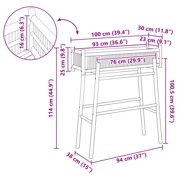 Havekrukke med holder Naturfarvet 100 x 38 x 114 cm Bambus