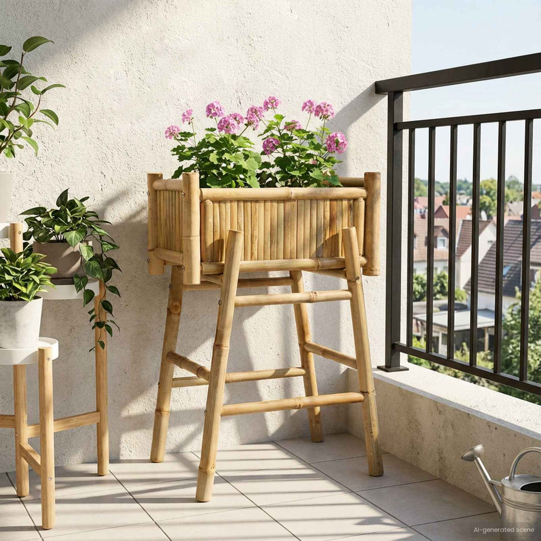 Havekrukke med holder Naturfarvet 50 x 38 x 74 cm Bambus