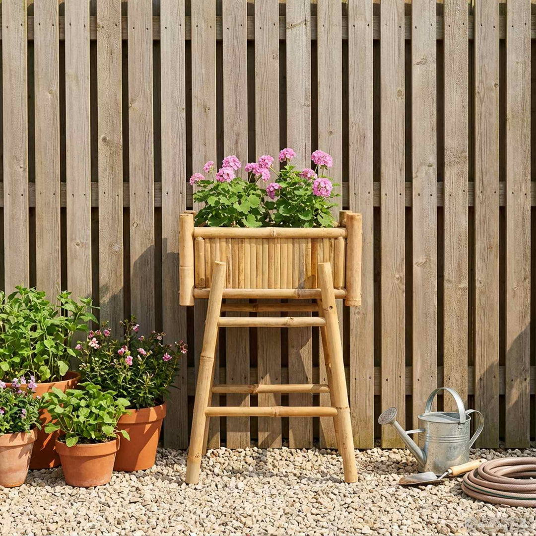 Havekrukke med holder Naturfarvet 50 x 38 x 74 cm Bambus