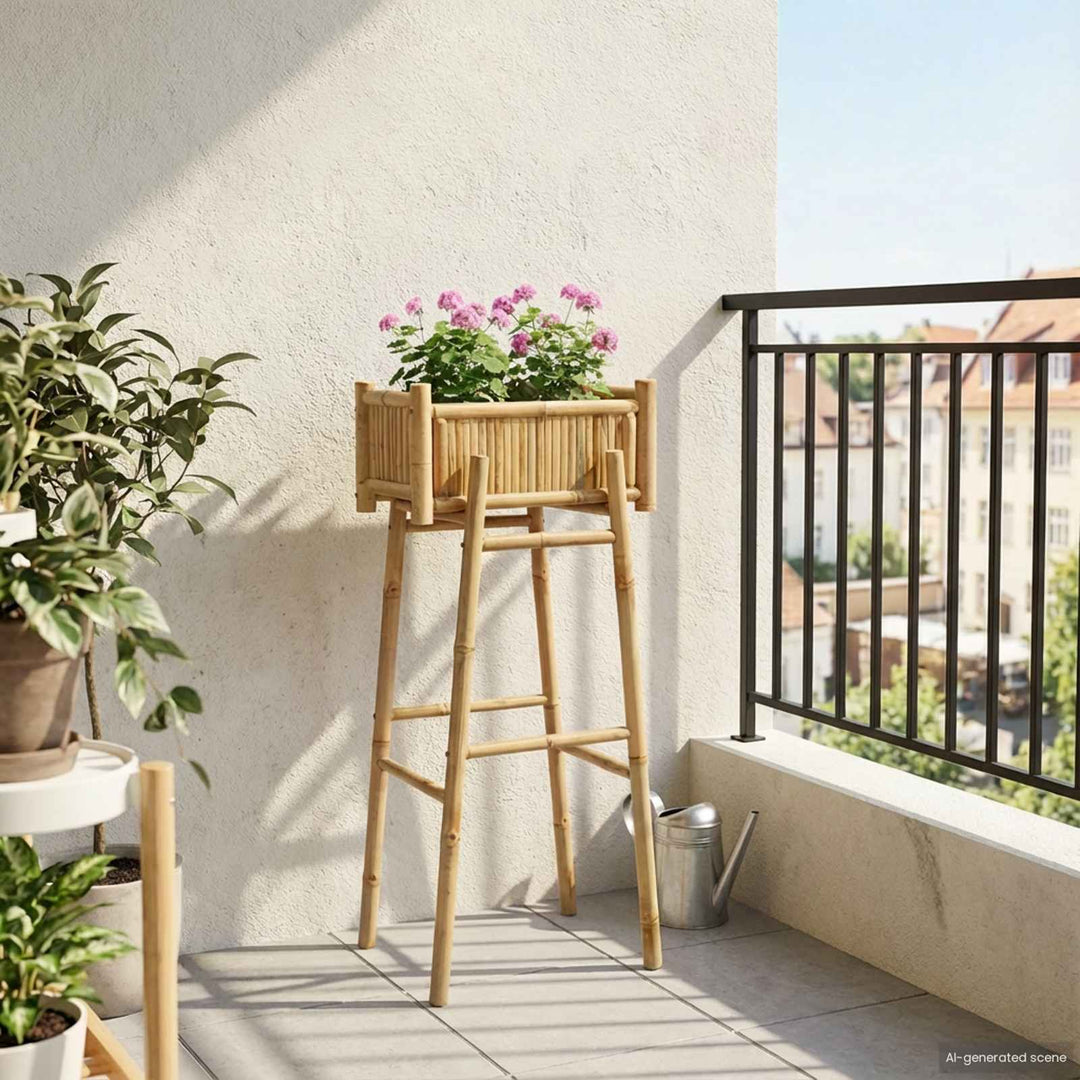 Havekrukke med holder Naturfarvet 50 x 38 x 114 cm Bambus