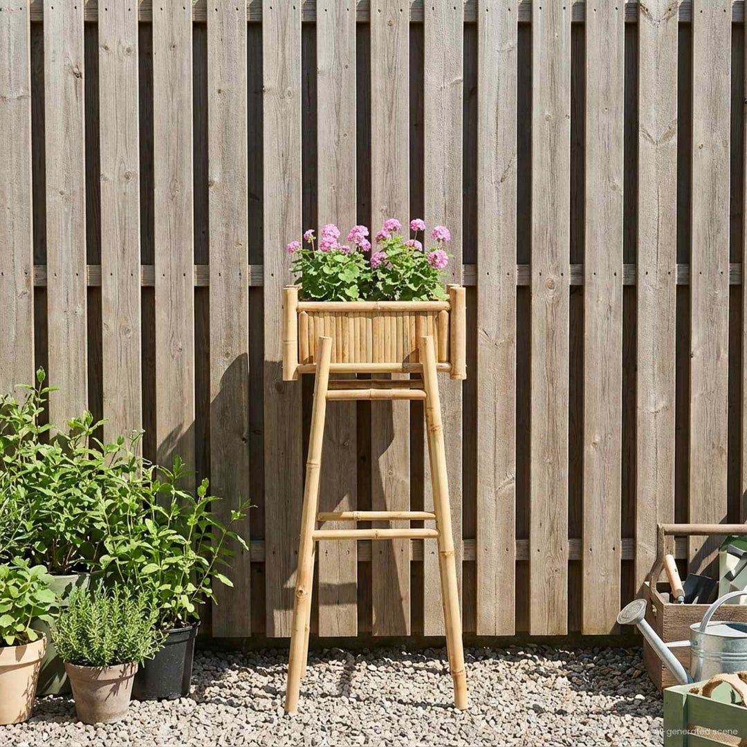 Havekrukke med holder Naturfarvet 50 x 38 x 114 cm Bambus