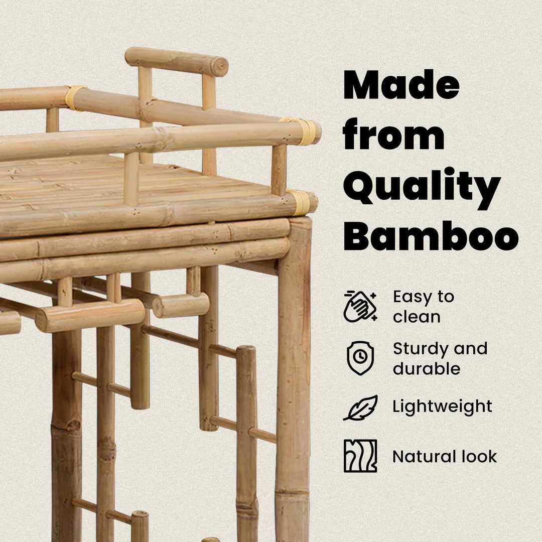 Vinvogn med hjul Naturfarvet 85 x 50 x 93 cm Bambus