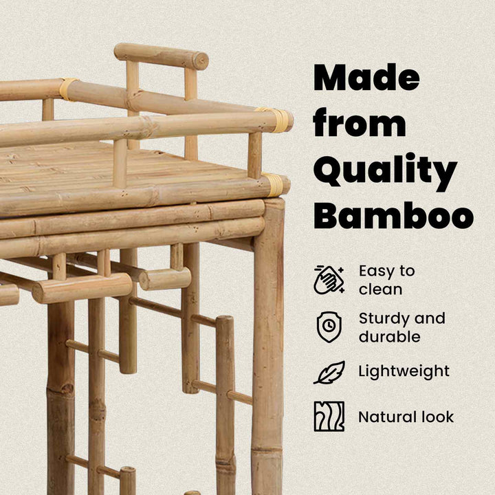Vinvogn med hjul Naturfarvet 85 x 50 x 93 cm Bambus