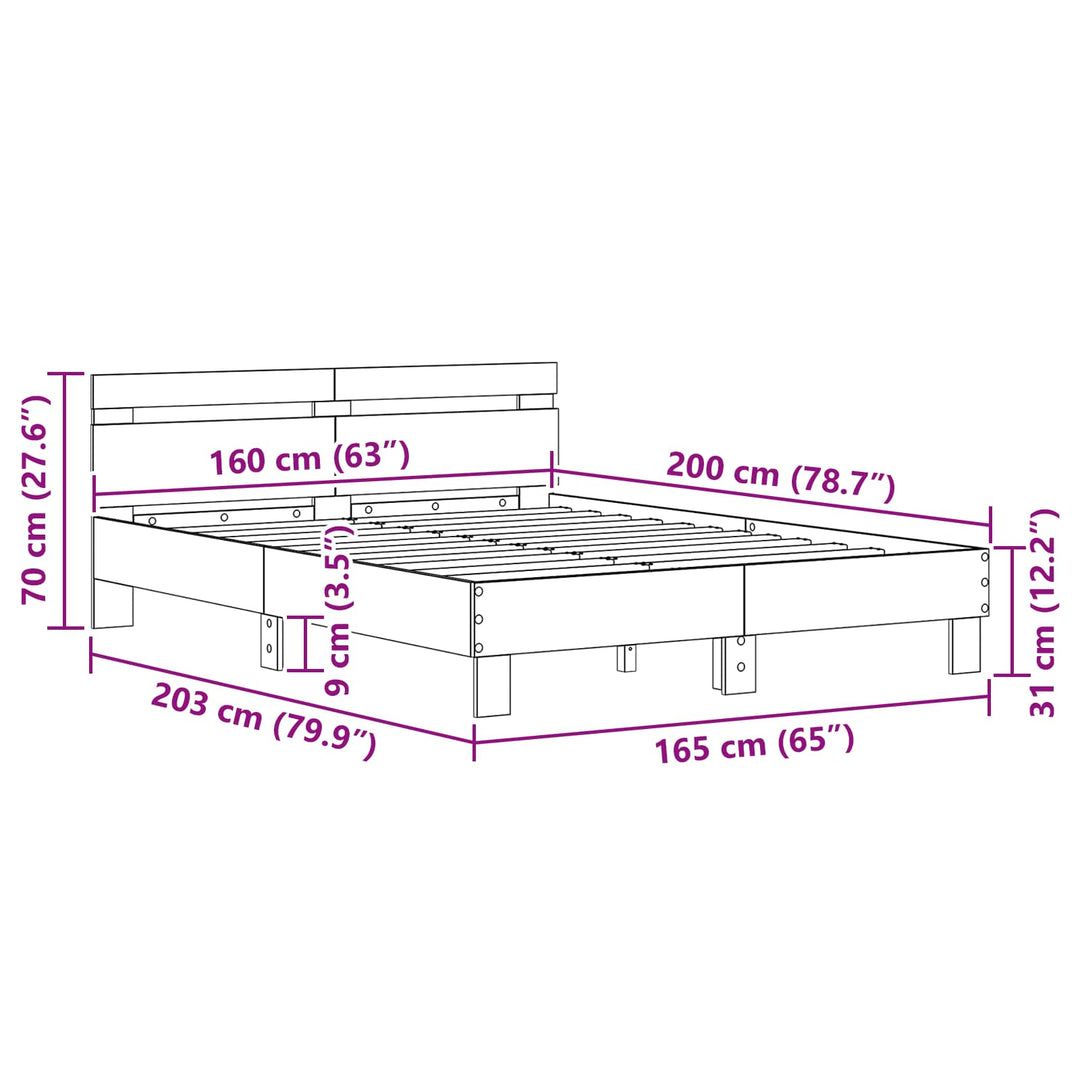 Sengestel Gammelt træ 160 x 200 cm Konstrueret træ
