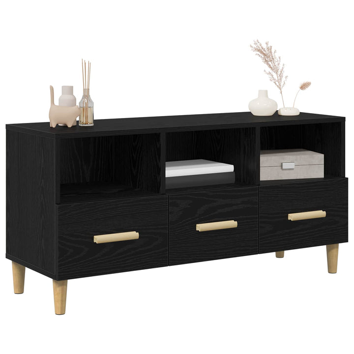TV-skab med skuffe Sort eg 102 x 36 x 50 cm Konstrueret træ