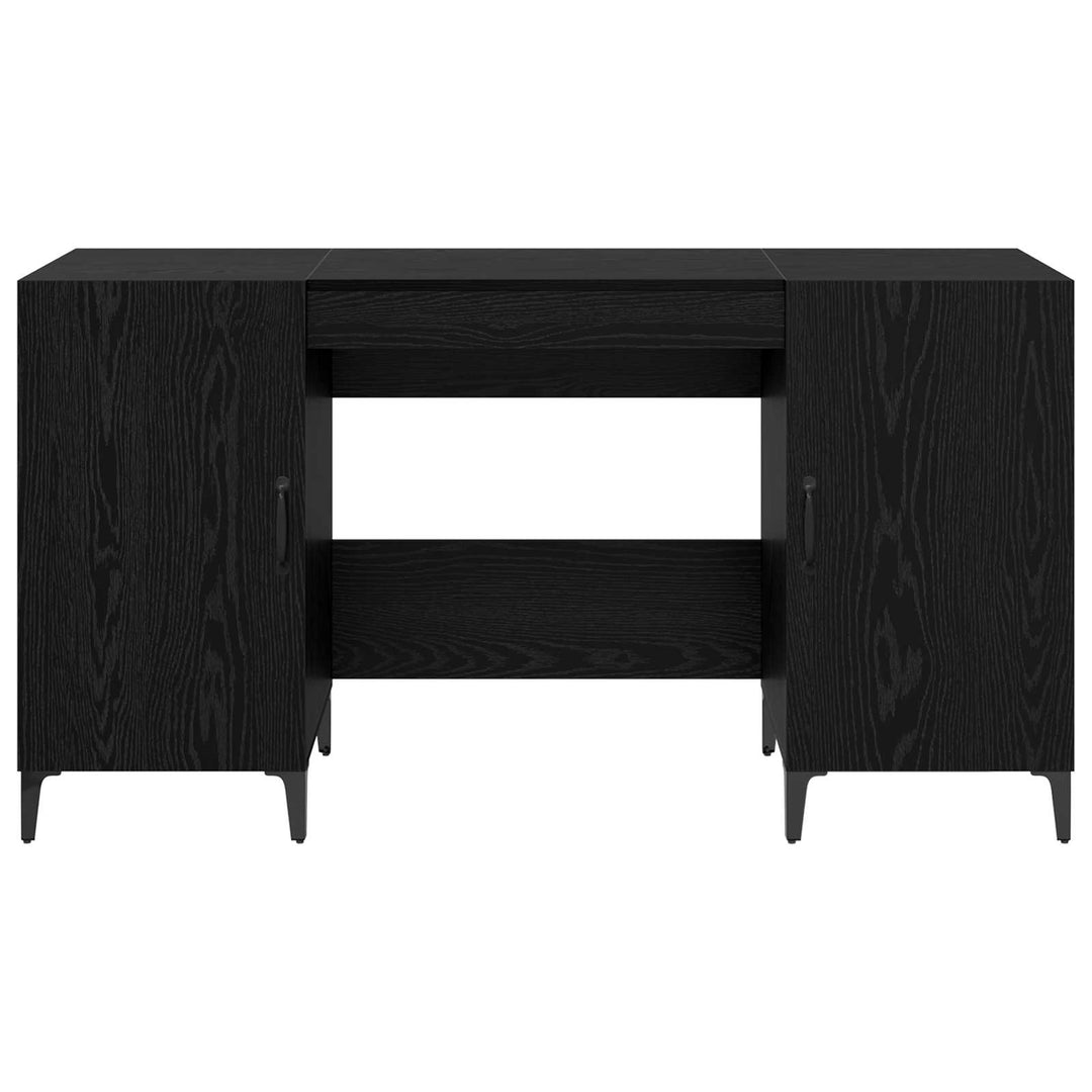 Bord med opbevaring Sort eg 140 x 50 x 75 cm Konstrueret træ