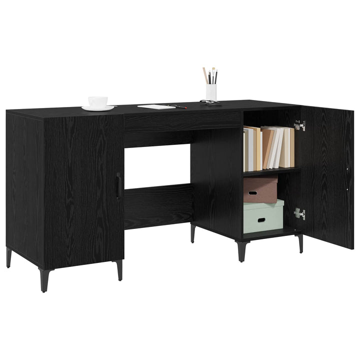 Bord med opbevaring Sort eg 140 x 50 x 75 cm Konstrueret træ