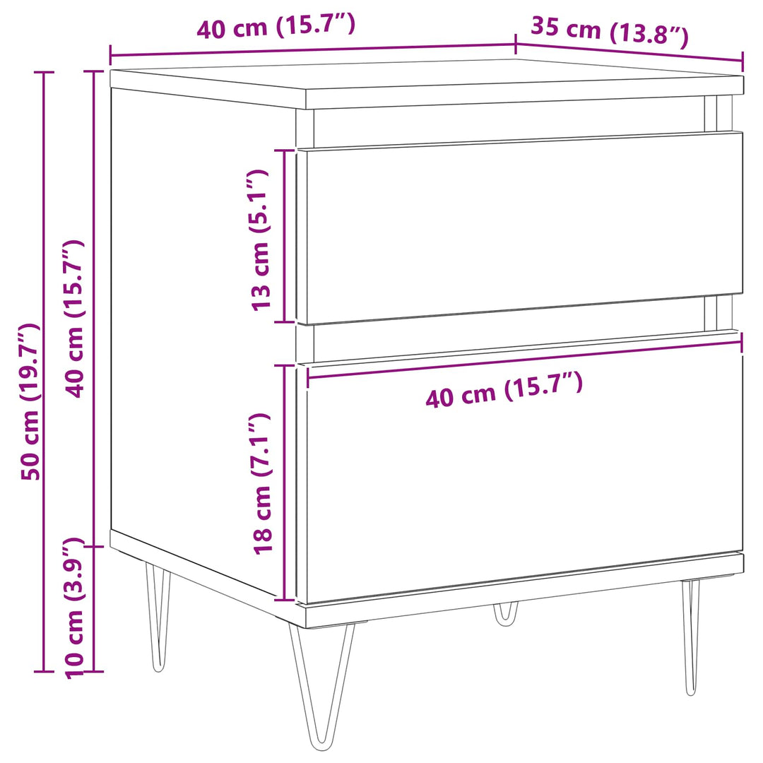 Sengeskab Sort eg 40 x 35 x 50 cm Konstrueret træ