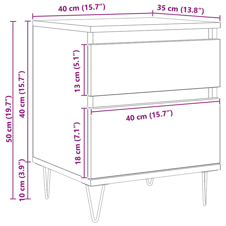 Sengeskab Sort eg 40 x 35 x 50 cm Konstrueret træ