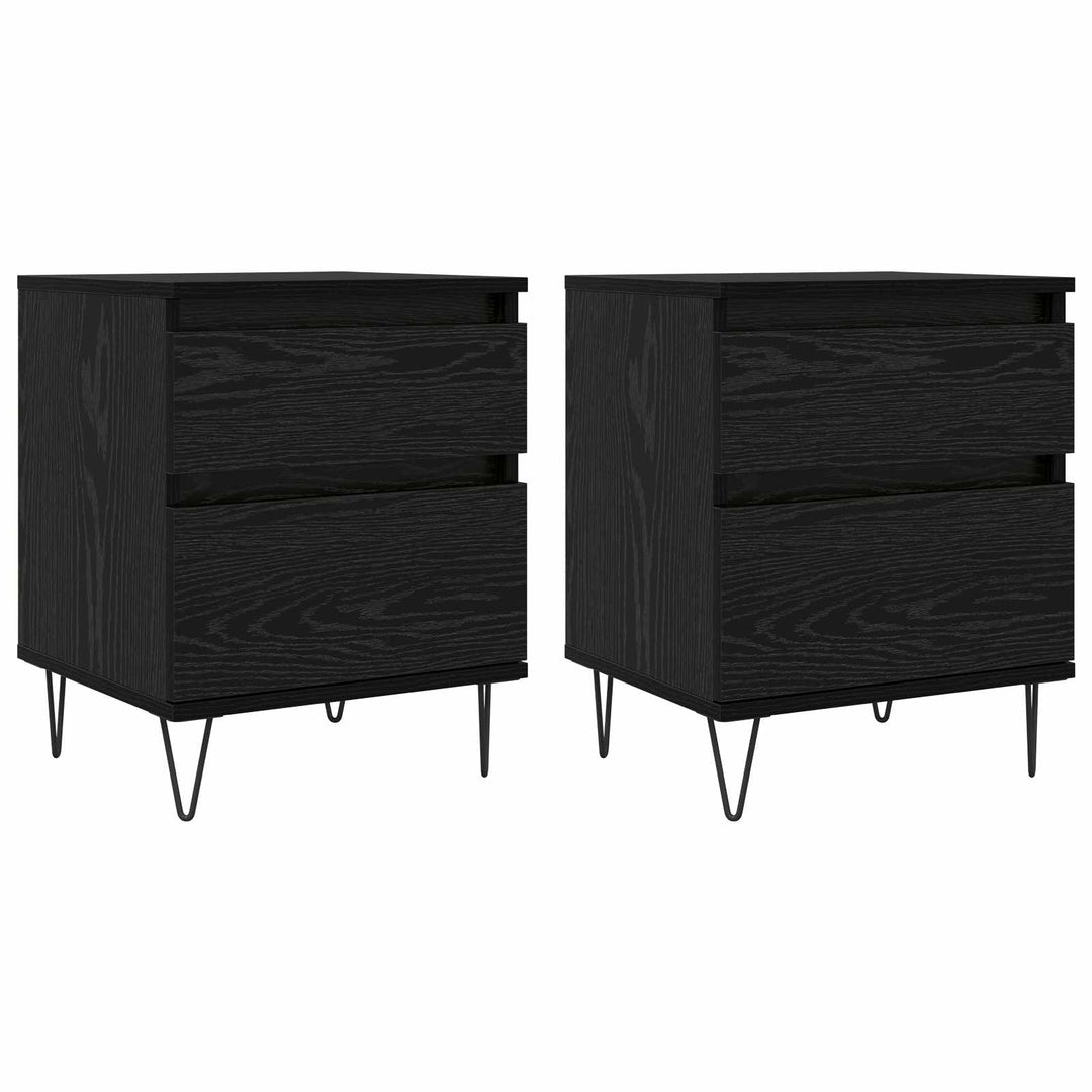 Sengeskab med skuffe Sort eg 40 x 35 x 50 cm Konstrueret træ