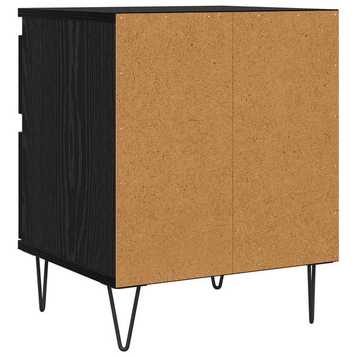 Sengeskab med skuffe Sort eg 40 x 35 x 50 cm Konstrueret træ