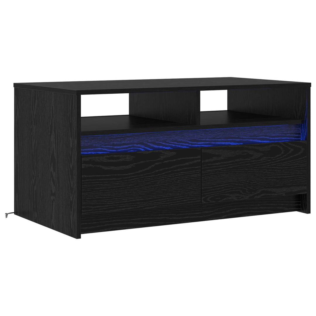 Sofabord med skuffe Sort eg 90 x 50 x 45 cm Konstrueret træ