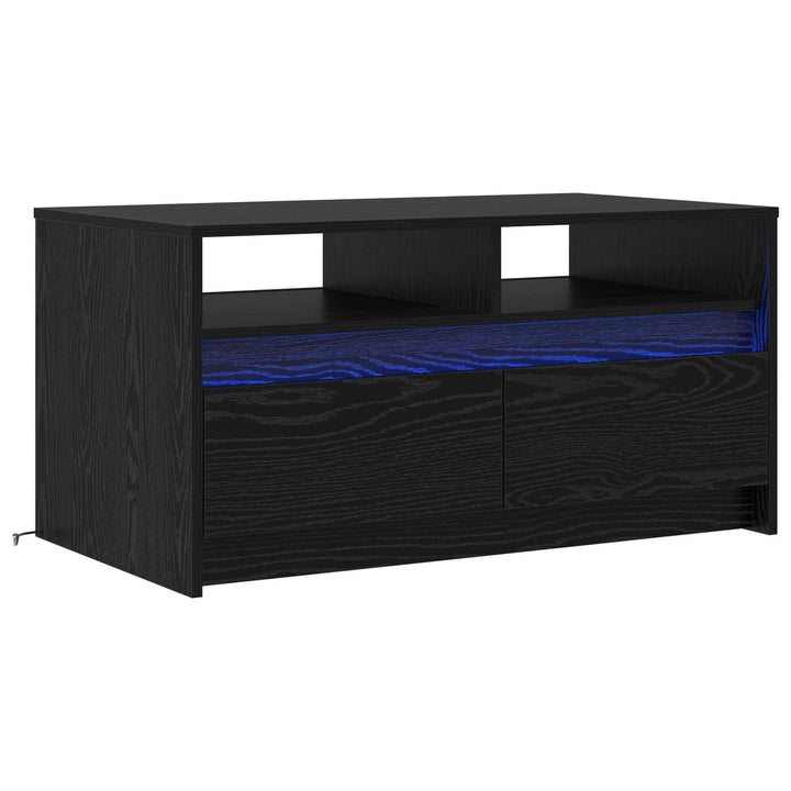 Sofabord med skuffe Sort eg 90 x 50 x 45 cm Konstrueret træ