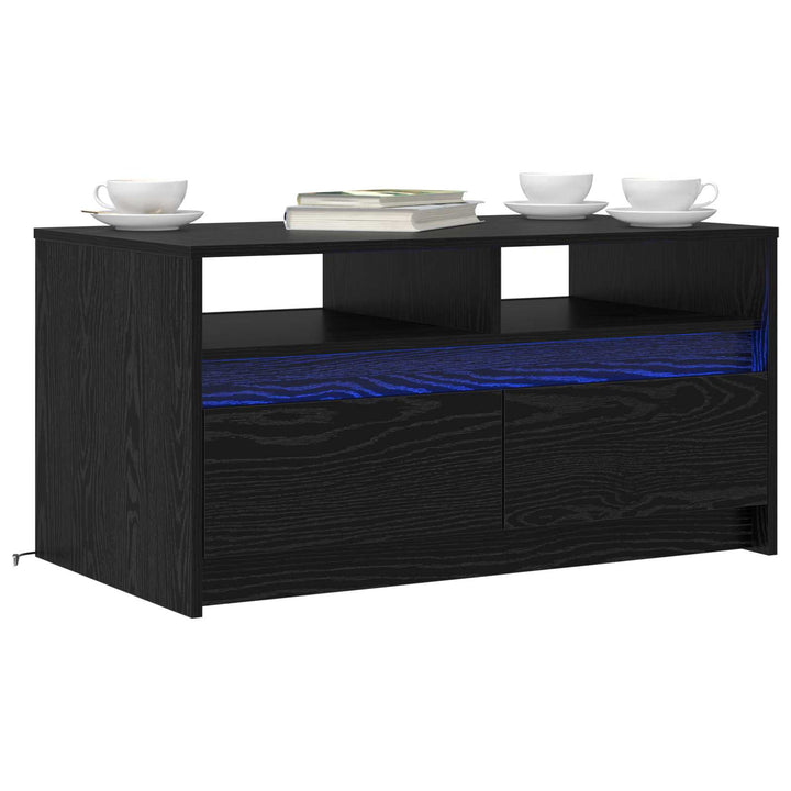 Sofabord med skuffe Sort eg 90 x 50 x 45 cm Konstrueret træ