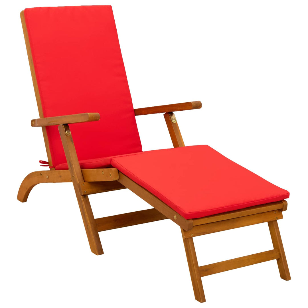 Reclinerende og foldbar liggestol 2 stk. Massivt Akacietræ Rød