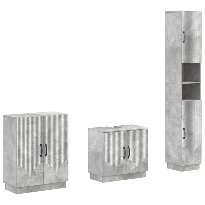 3-delt badeværelses skab sæt HOORN Betongrå Konstrueret træ