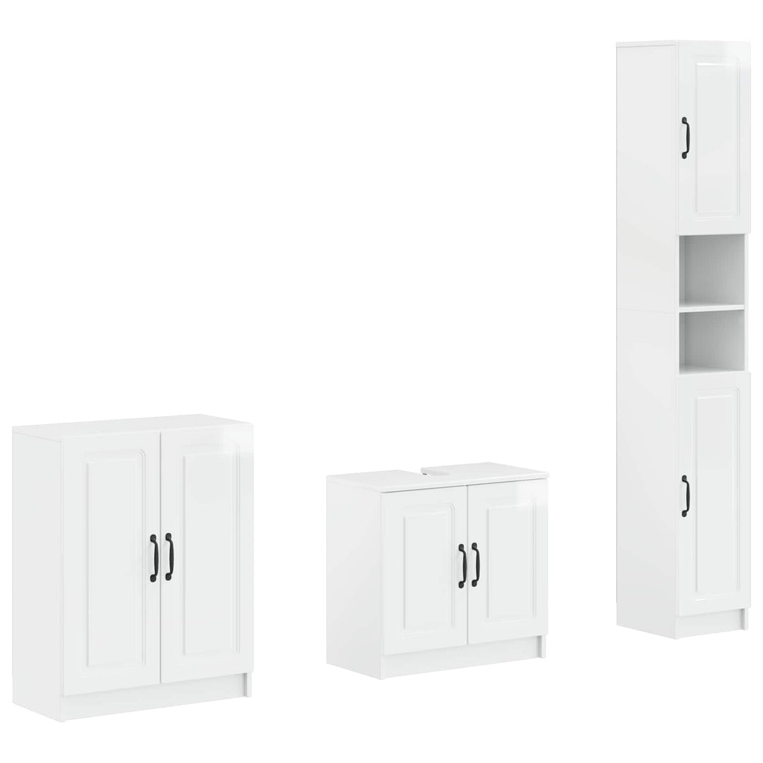 3-delt badeværelses skab sæt UTRECHT Hvid højglans