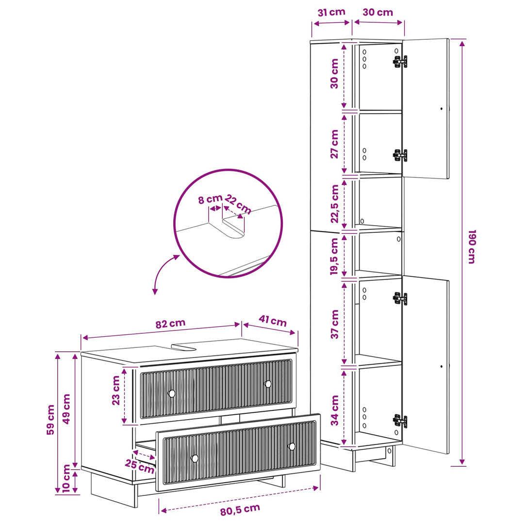 2 Deles Badeværelsesskab Sæt EDE Artisan-eg Konstrueret træ