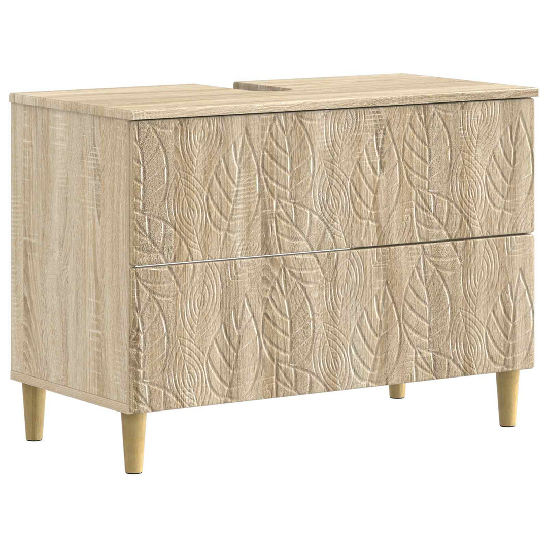 2 Deles Badeværelsesskab Sæt DELFT Sonoma-eg Konstrueret træ