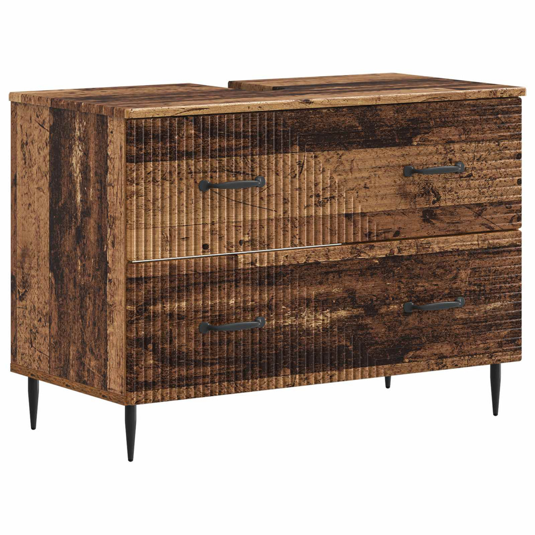 4 Dele Badeværelsesskab Sæt HAARLEM Gammelt træ Konstrueret træ