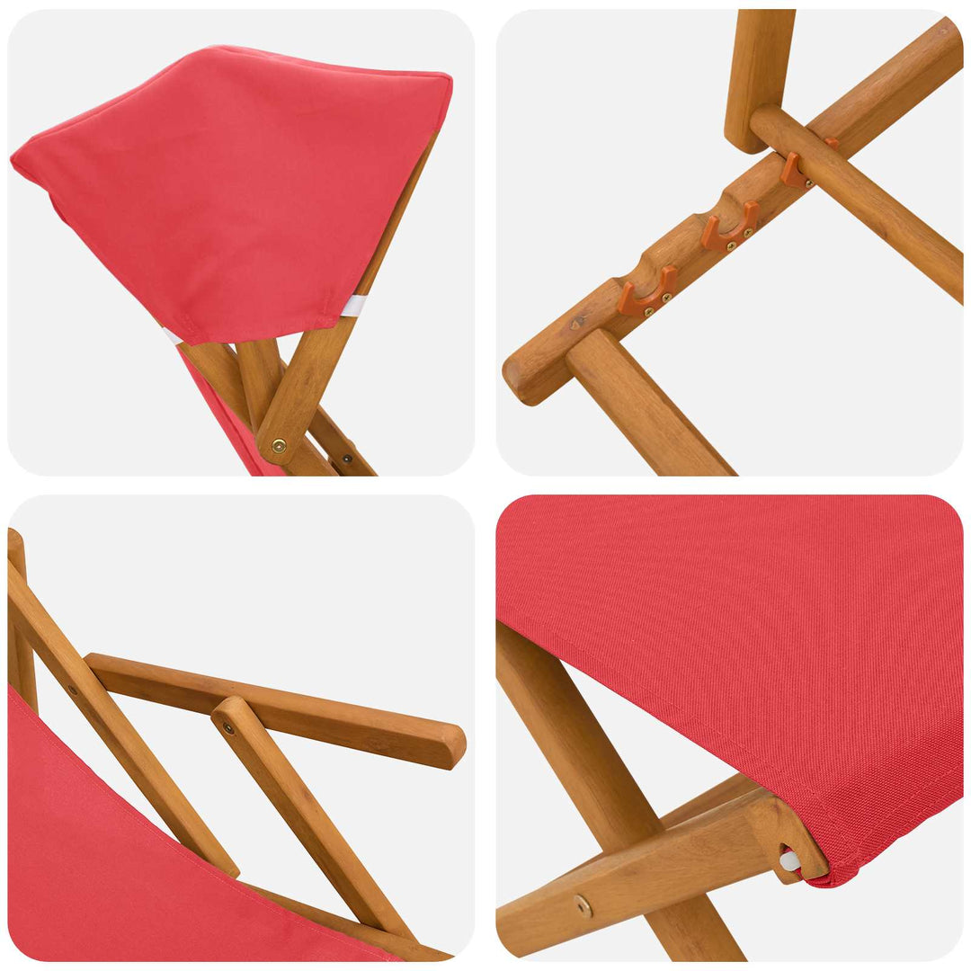 Havestol 4 pcs 3 position Massiv Eucalyptus Træ Rød