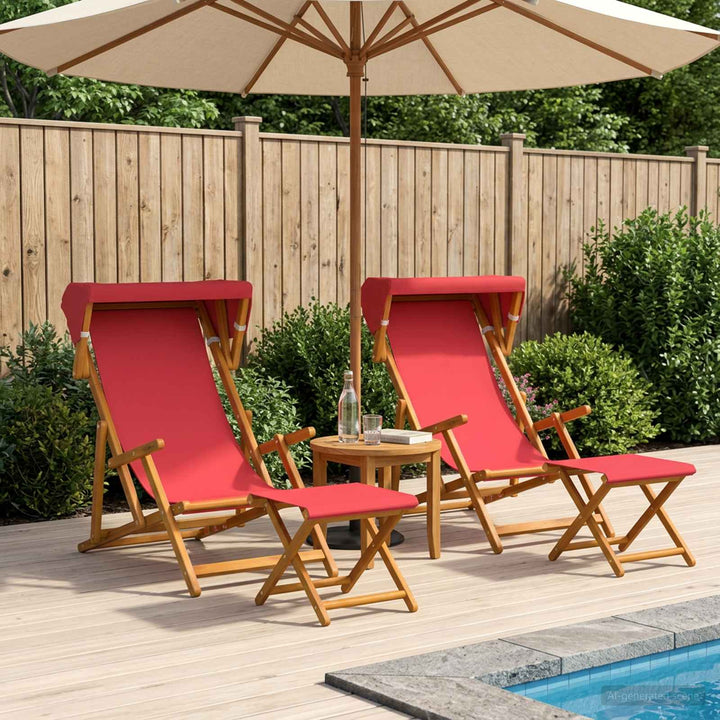 Havestol 4 pcs 3 position Massiv Eucalyptus Træ Rød