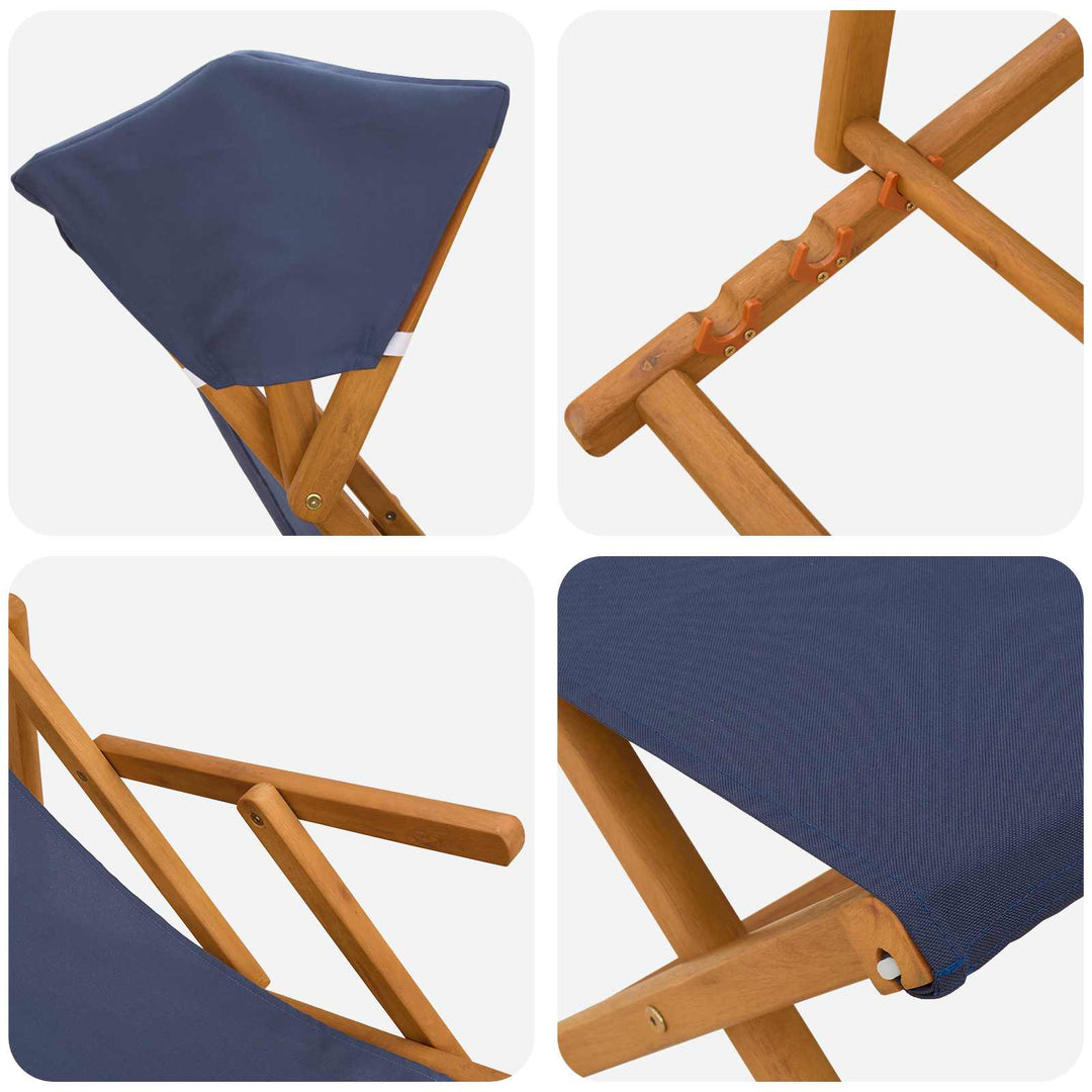 Havestol 4 pcs 3 position Massiv Eucalyptus Træ Blå