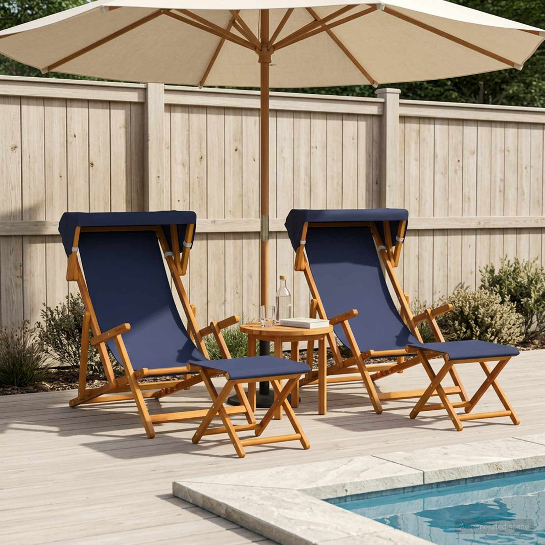 Havestol 4 pcs 3 position Massiv Eucalyptus Træ Blå