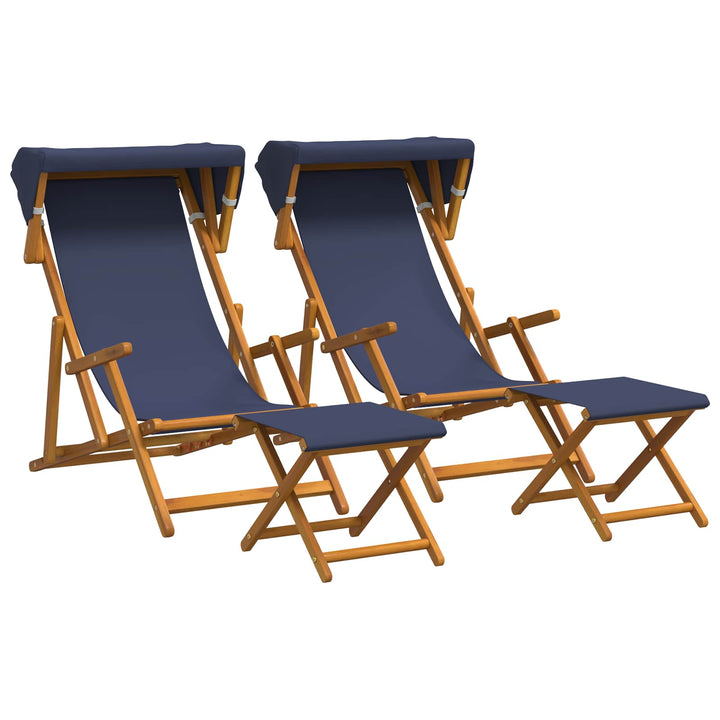 Havestol 4 pcs 3 position Massiv Eucalyptus Træ Blå