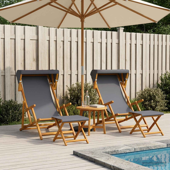 Havestol 4 pcs 3 position Massiv Eucalyptus Træ Grå