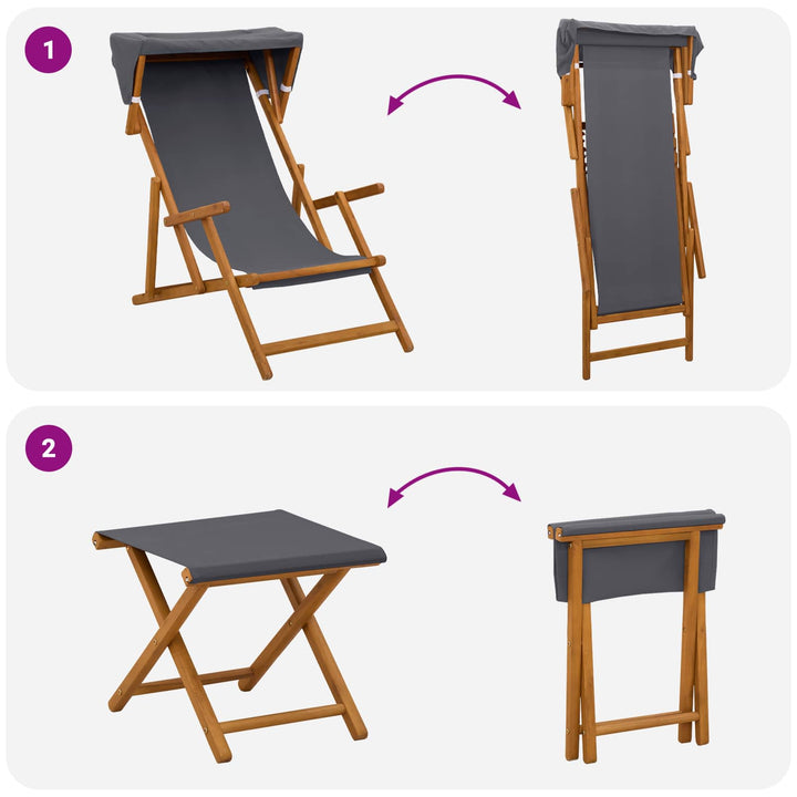 Havestol 4 pcs 3 position Massiv Eucalyptus Træ Grå