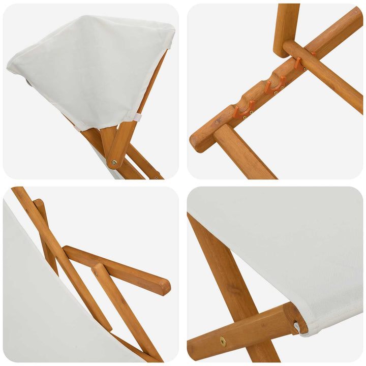 Havestol 4 pcs 3 position Massiv Eucalyptus Træ Cremefarvet