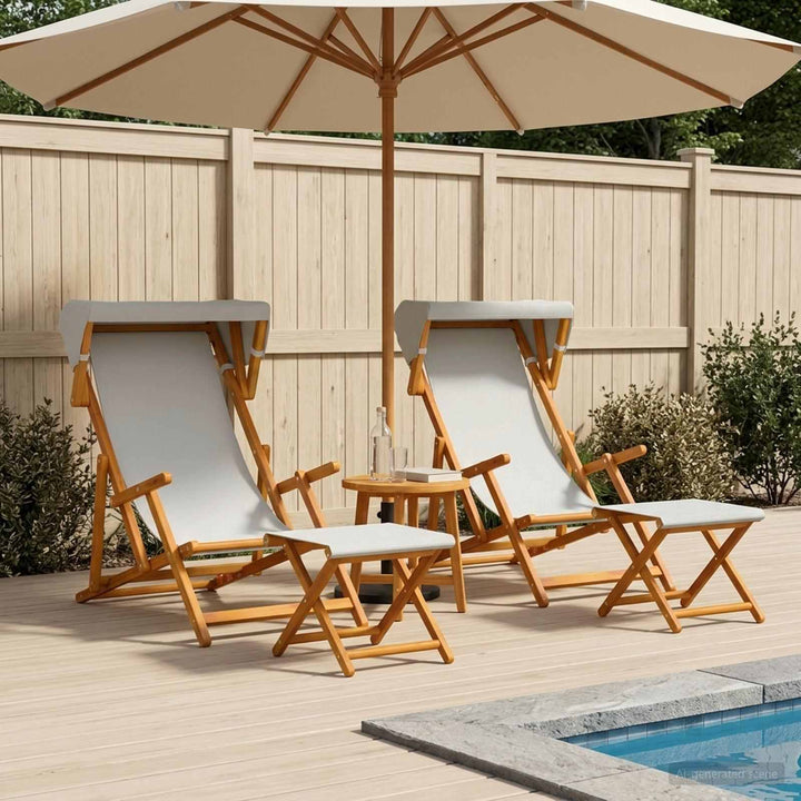 Havestol 4 pcs 3 position Massiv Eucalyptus Træ Cremefarvet