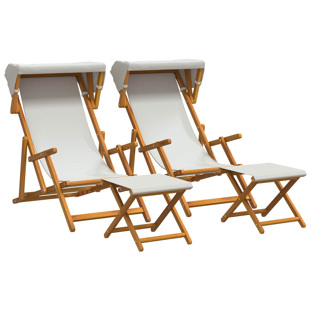 Havestol 4 pcs 3 position Massiv Eucalyptus Træ Cremefarvet
