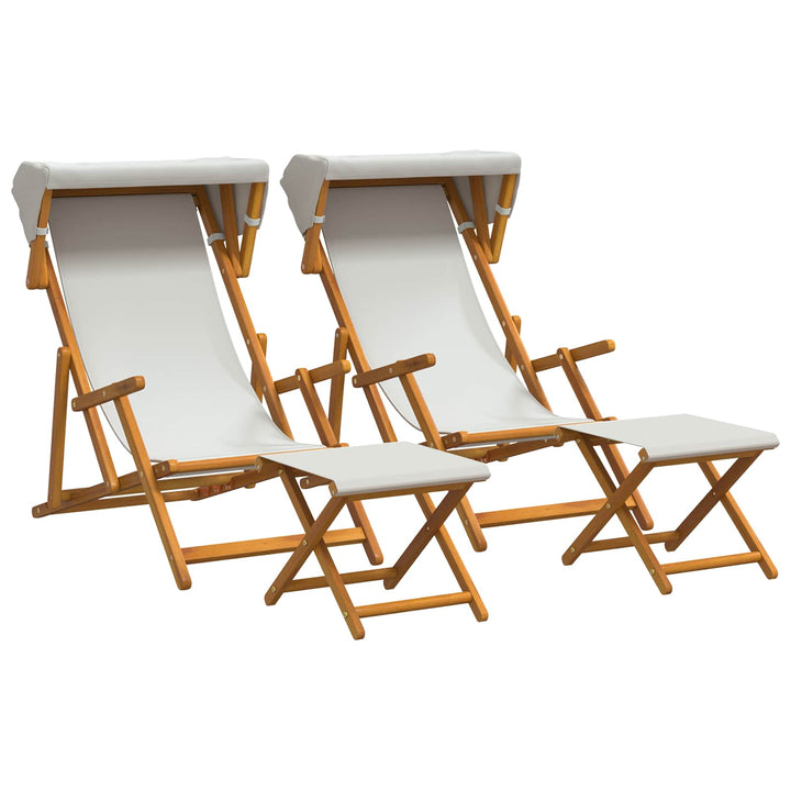 Havestol 4 pcs 3 position Massiv Eucalyptus Træ Cremefarvet