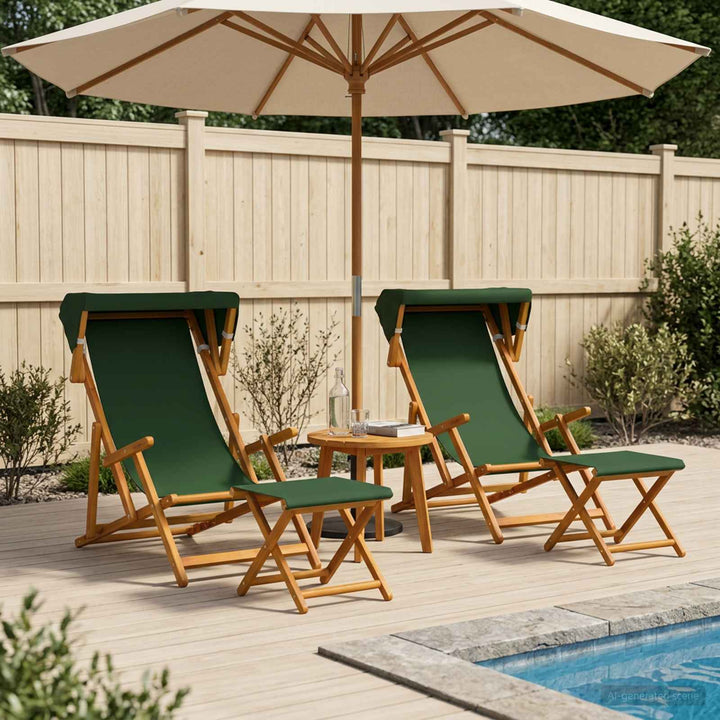 Havestol 4 pcs 3 position Massiv Eucalyptus Træ Grøn
