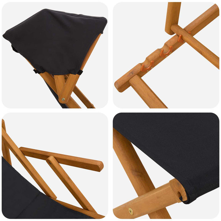 Havestol 4 pcs 3 position Massiv Eucalyptus Træ Sort