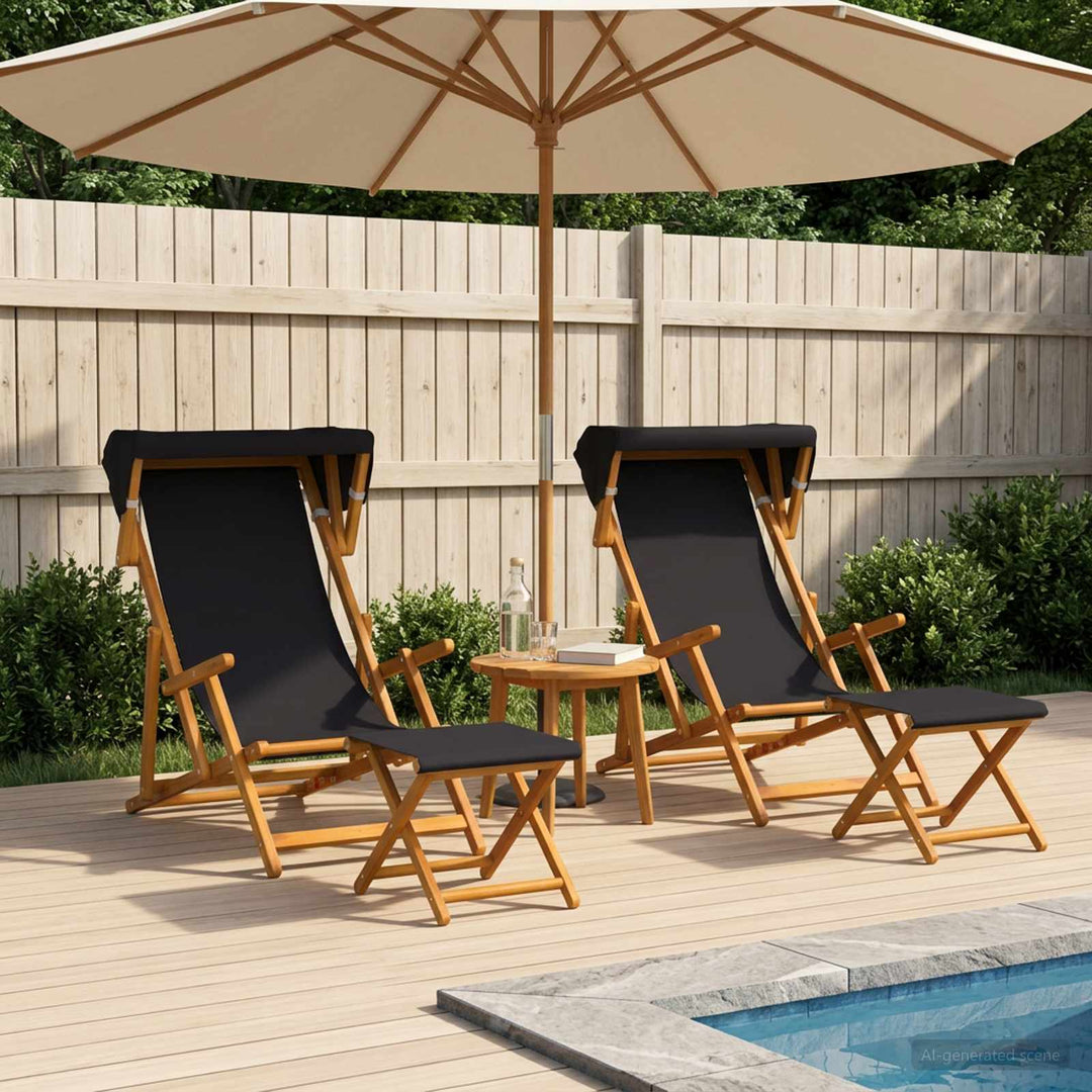 Havestol 4 pcs 3 position Massiv Eucalyptus Træ Sort