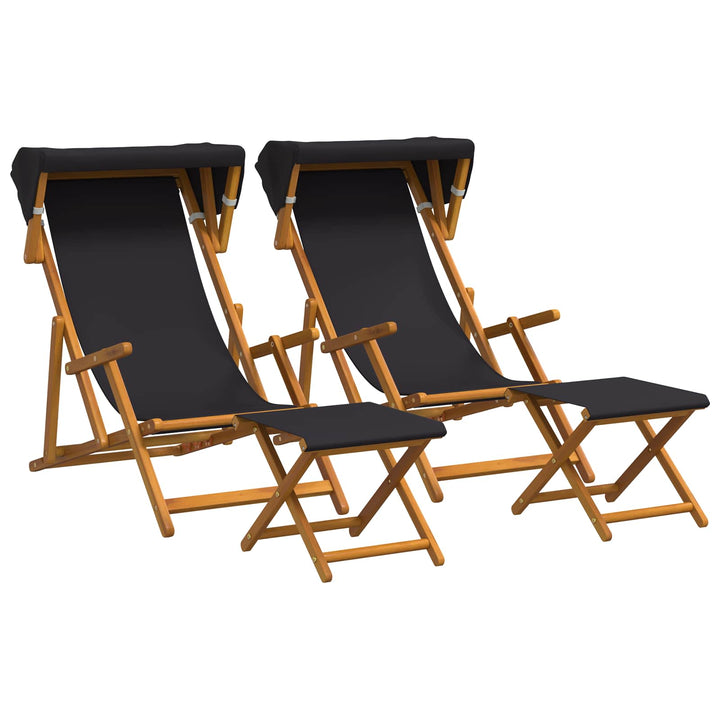 Havestol 4 pcs 3 position Massiv Eucalyptus Træ Sort