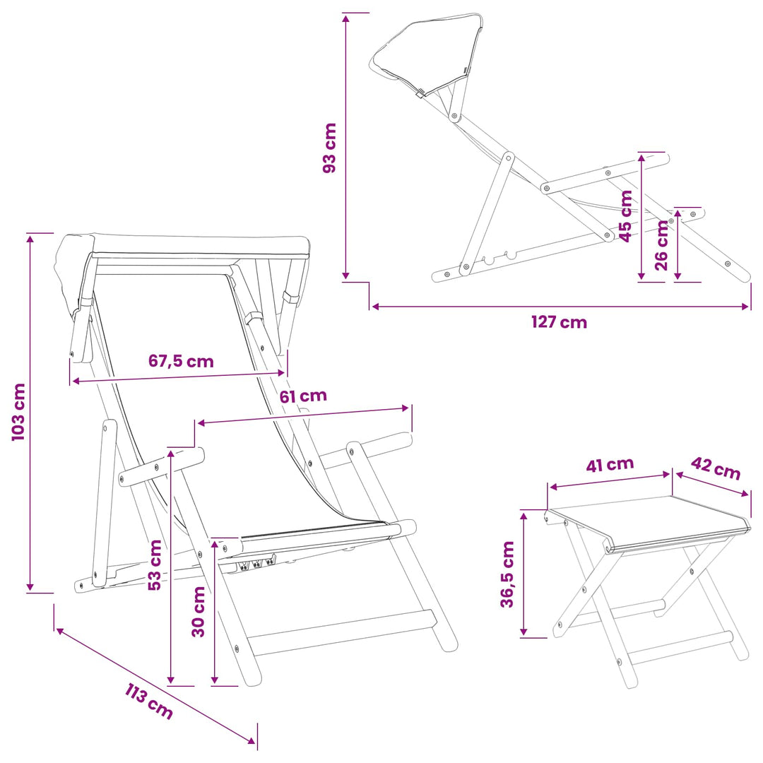 Havestol 4 pcs 3 position Massiv Eucalyptus Træ Sort