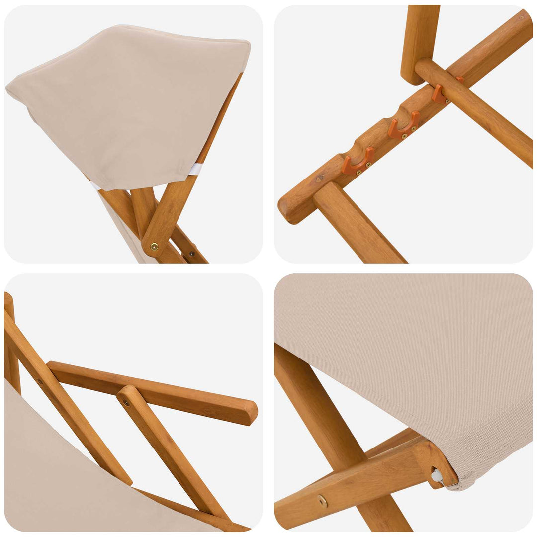 Havestol 4 pcs 3 position Massiv Eucalyptus Træ Beige