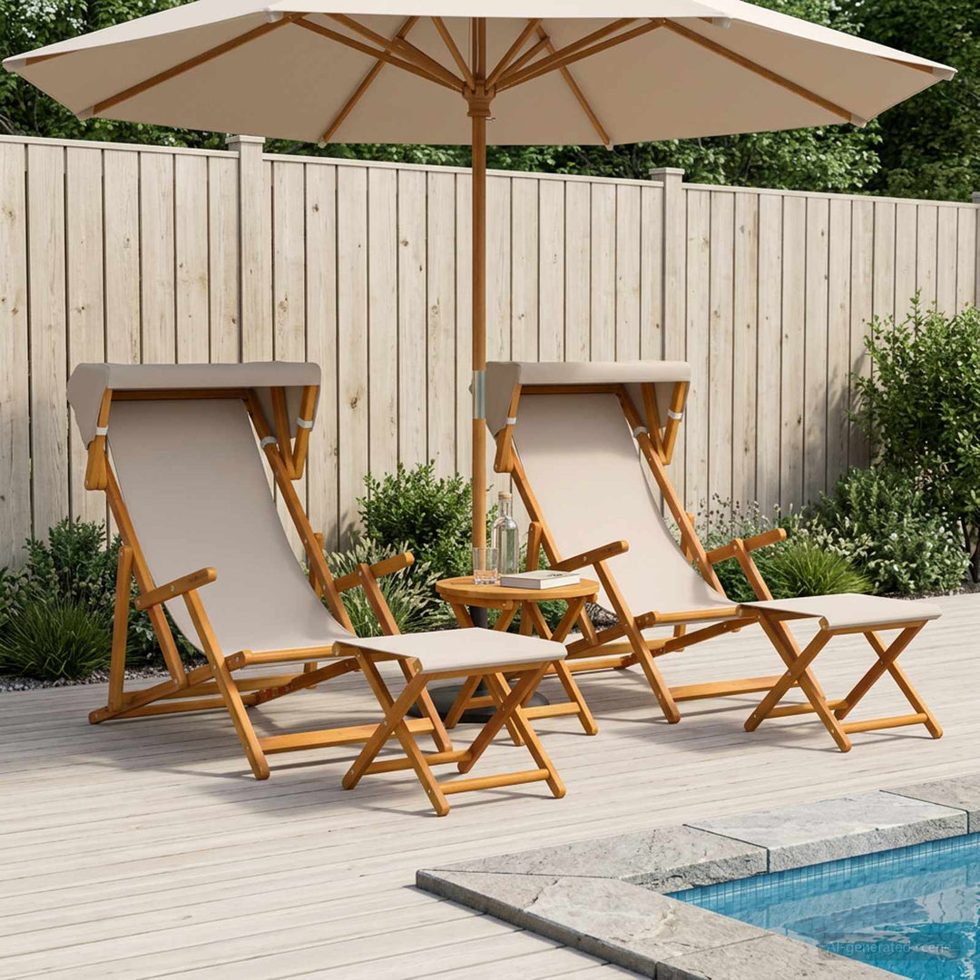 Havestol 4 pcs 3 position Massiv Eucalyptus Træ Beige
