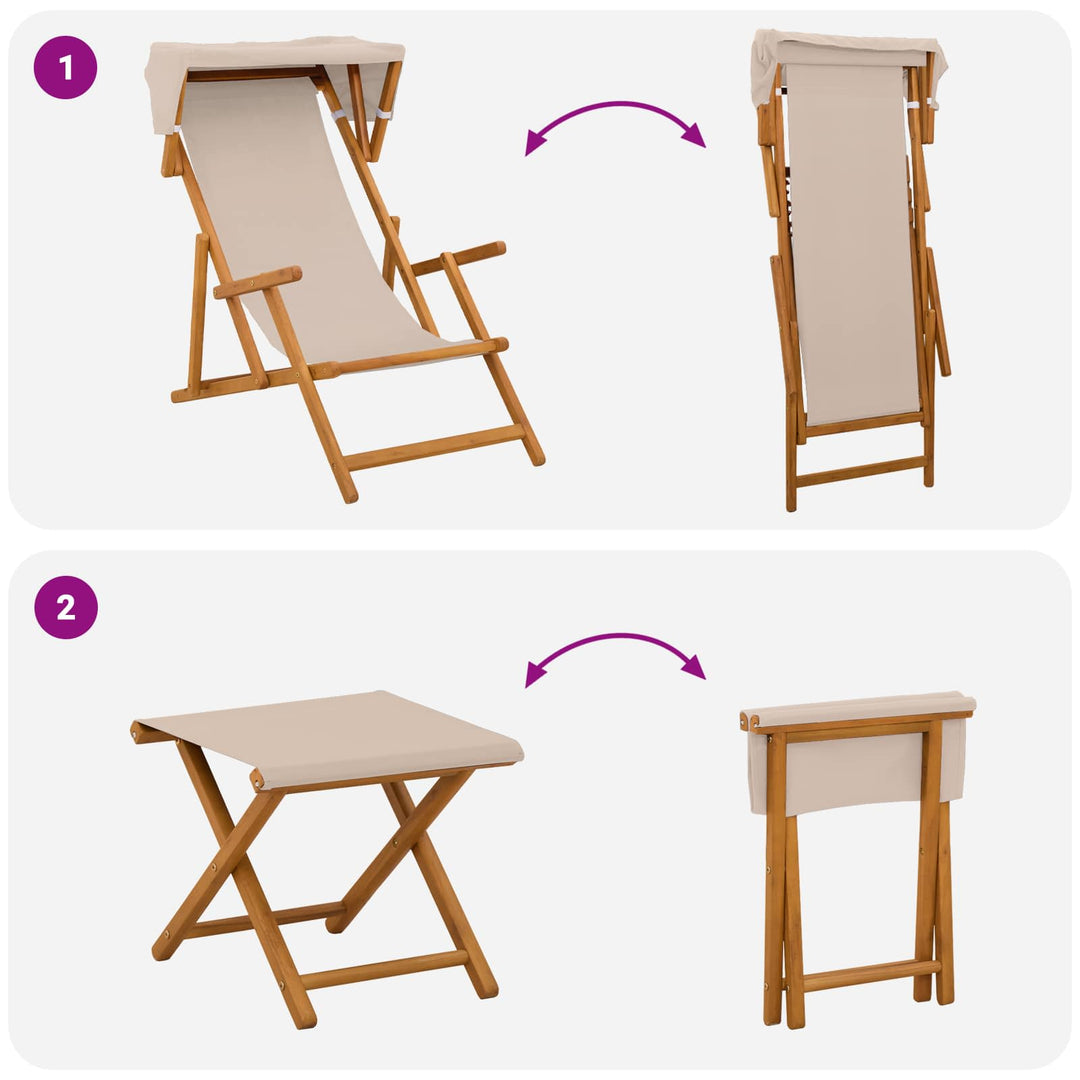 Havestol 4 pcs 3 position Massiv Eucalyptus Træ Beige