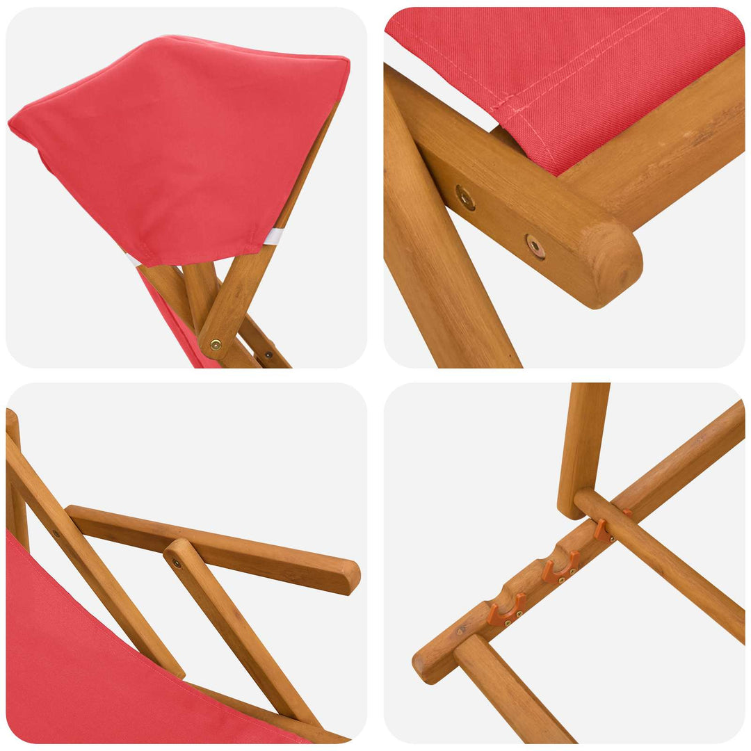 Havestol 2 pcs 3 position Massiv Eucalyptus Træ Rød